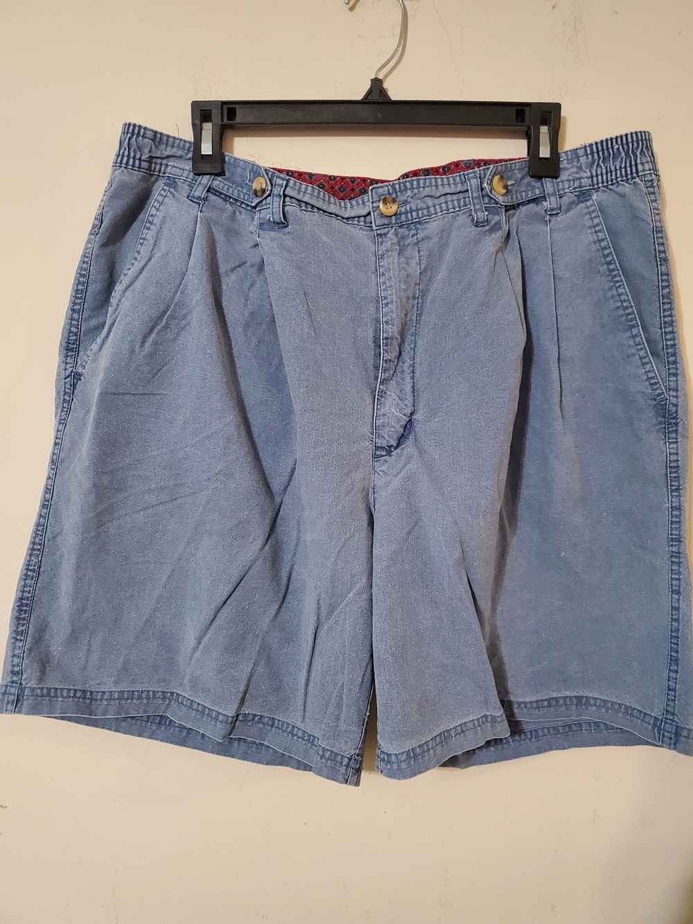 90s Adolfo Light Blue Flat Front Pleated Shorts Mens 36